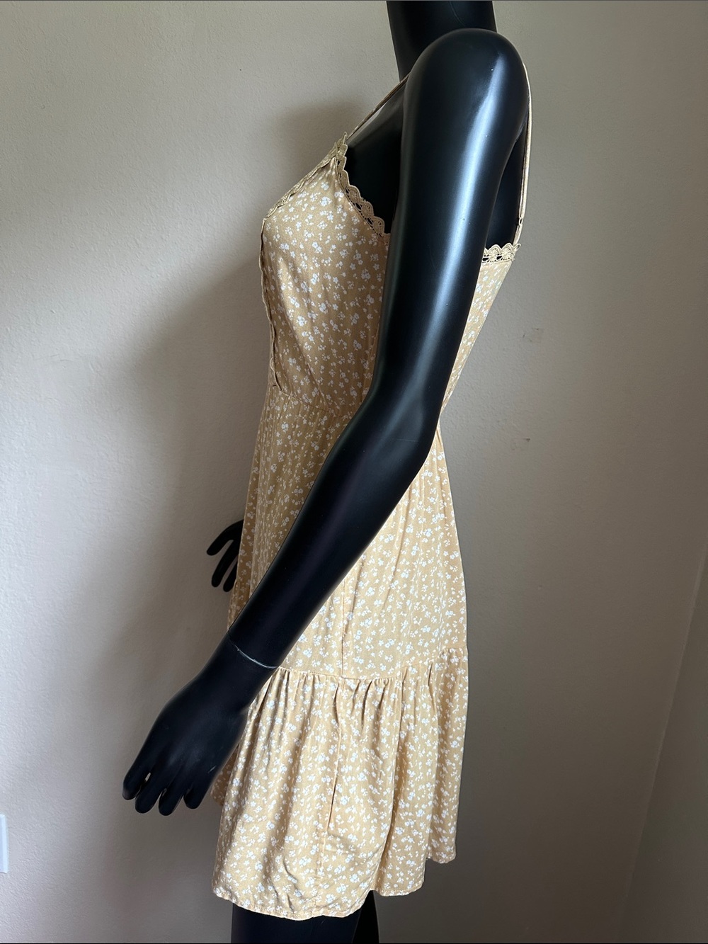 Paper Crane Beige Floral Spaghetti Strap Mini Dress - Picture 5 of 10